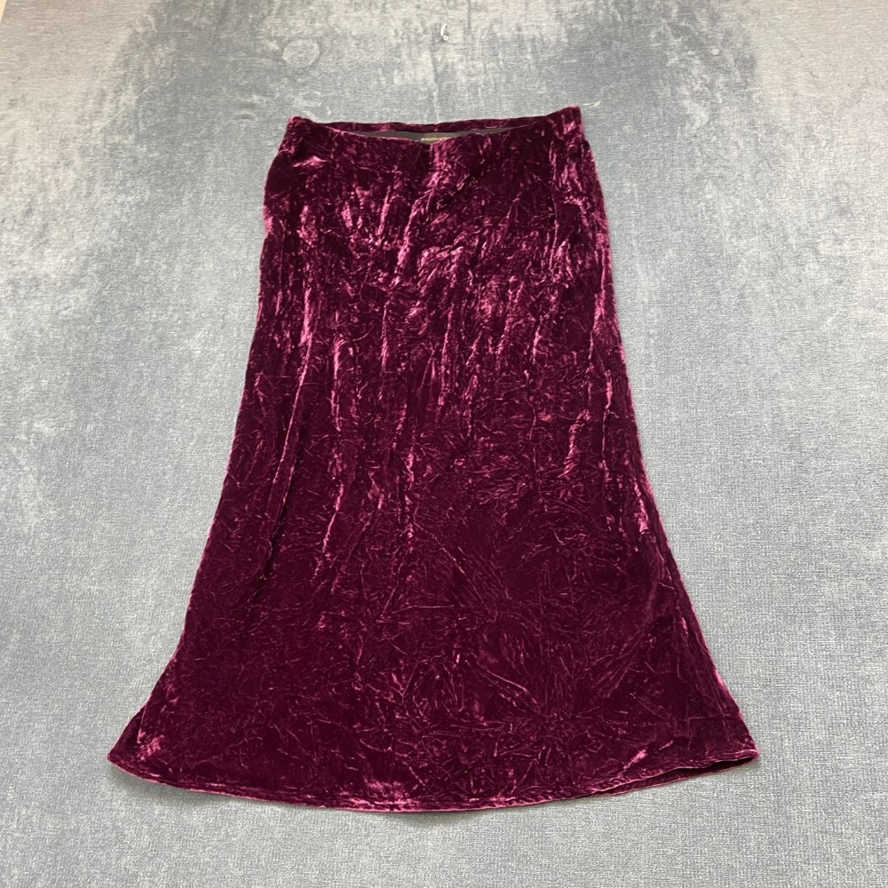 Banana Republic Midi Velvet Skirt Womens Small Burgundy Elegant Party Evening